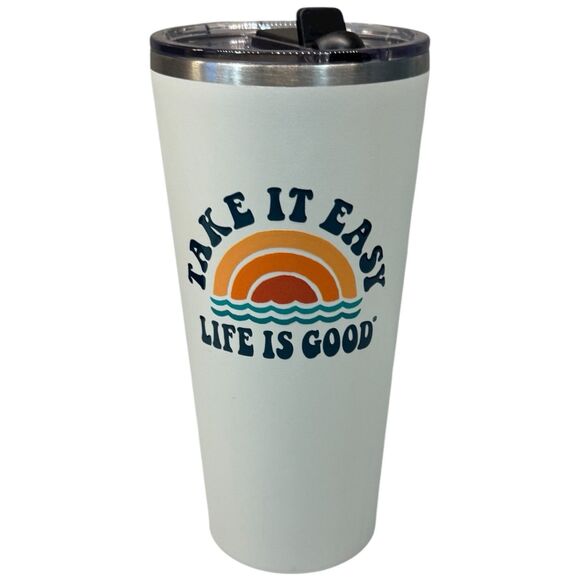 Life Is Good Take It Easy Insulated Tumbler 24 oz Travel Cup Drinkware Straw - Picture 1 of 13